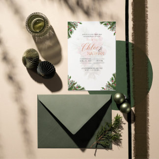 Convite personalizável para casamento de Natal