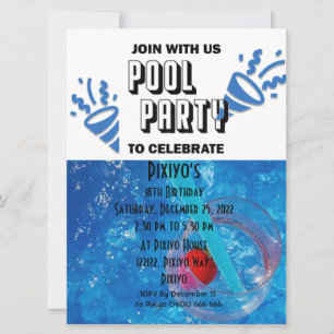 Convite Personalizável para Festa na Piscina