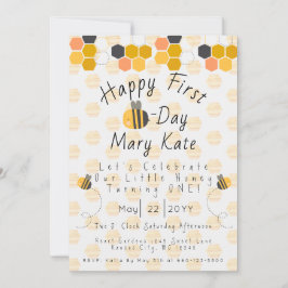 Convite Personalize a abelha e as flores de mel primeiro a