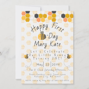 Convite Personalize a abelha e as flores de mel primeiro a