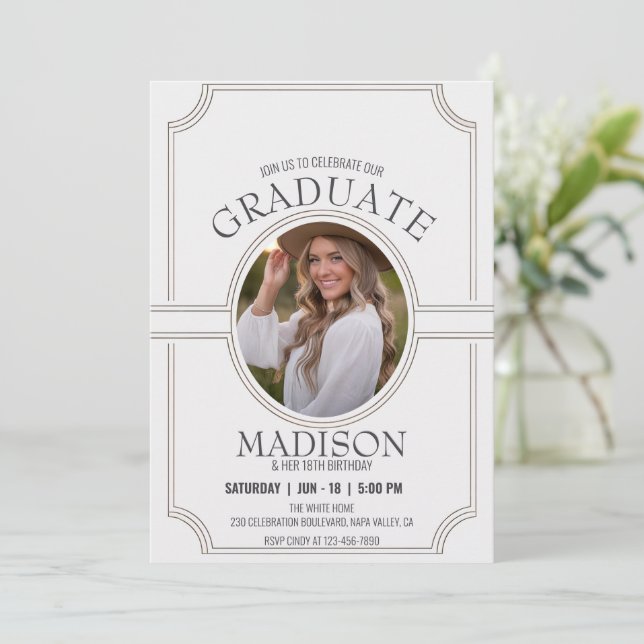 Convite Personalize a graduação mínima de aniversário eleg (Em pé/Frente)