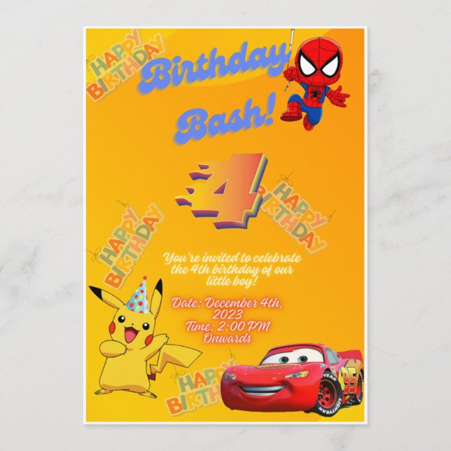 Convite Personalize a sua pequena carta de aniversário (Frente)