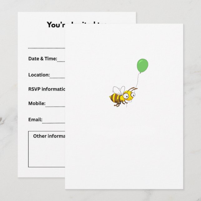Convite Personalize Aniversário da Abelha Bumble (Frente/Verso)