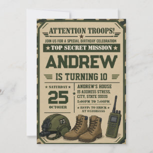 Convite Personalize Aniversário do Exército Militar
