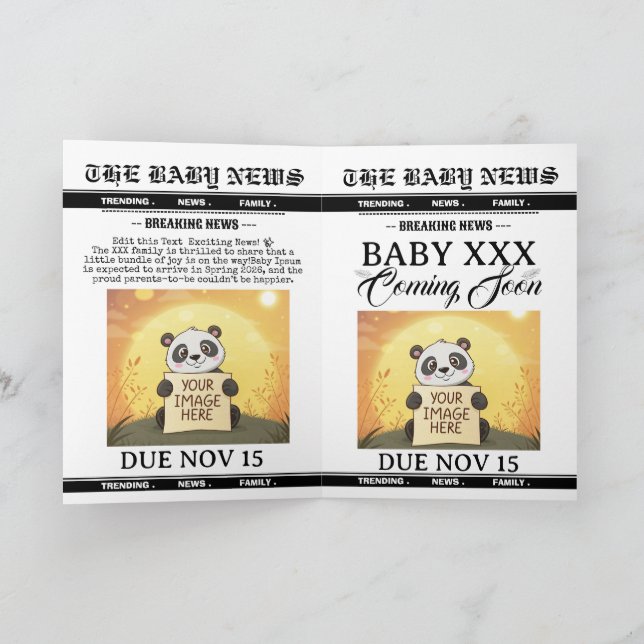 Convite Personalize Baby News Paper Magazine Announcement  (Interior)