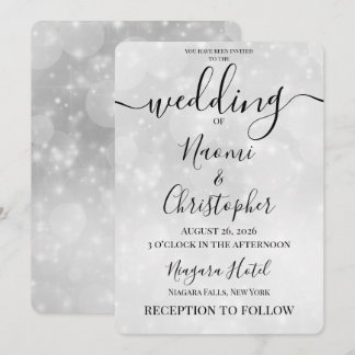 Convite Personalize: Casamento Bokeh com Desfoque Cinza Mí