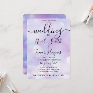 Convite Personalize: Casamento Bokeh Roxo Etéreo