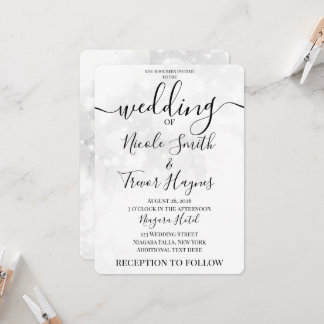 Convite Personalize: Casamento com Bokeh Branco