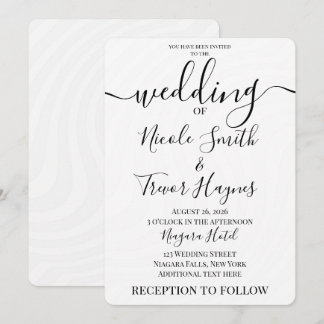 Convite Personalize: Casamento Minimalista Onda Branca