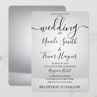 Convite Personalize: Casamento Minimalista Prata Moderno