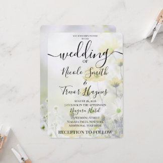 Convite Personalize: Delicadas Flores Amarelas Casamento