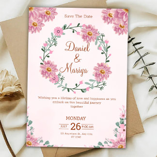 Convite Personalize Floral wedding Invitation