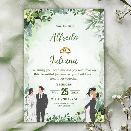 Convite Personalize green leafy best wedding Invitation