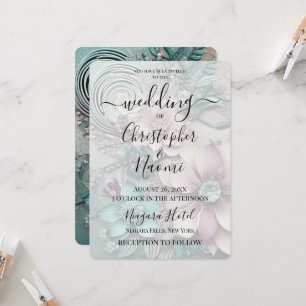 Convite Personalize Isto: Flores De Papel Rústico Em Teal