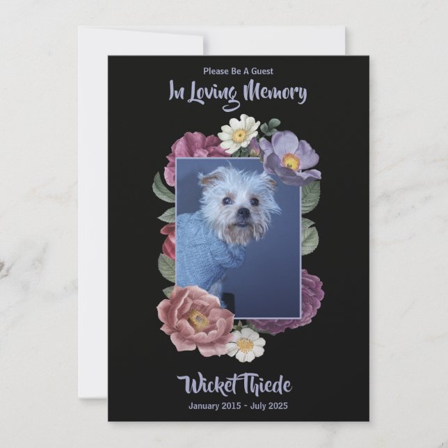 Convite Personalize It! Floral Photo Pet Memorial (Frente)