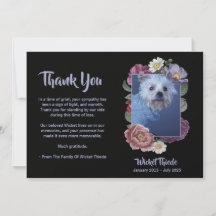 Personalize It! Floral Photo Pet Memorial Thank