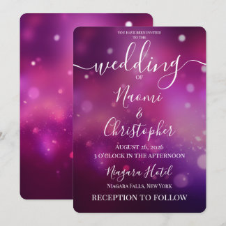 Convite Personalize: Luzes Bokeh Rosa Escuro Casamento