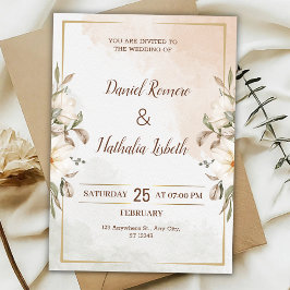 Convite Personalize Minimalistic Floral wedding Invitation