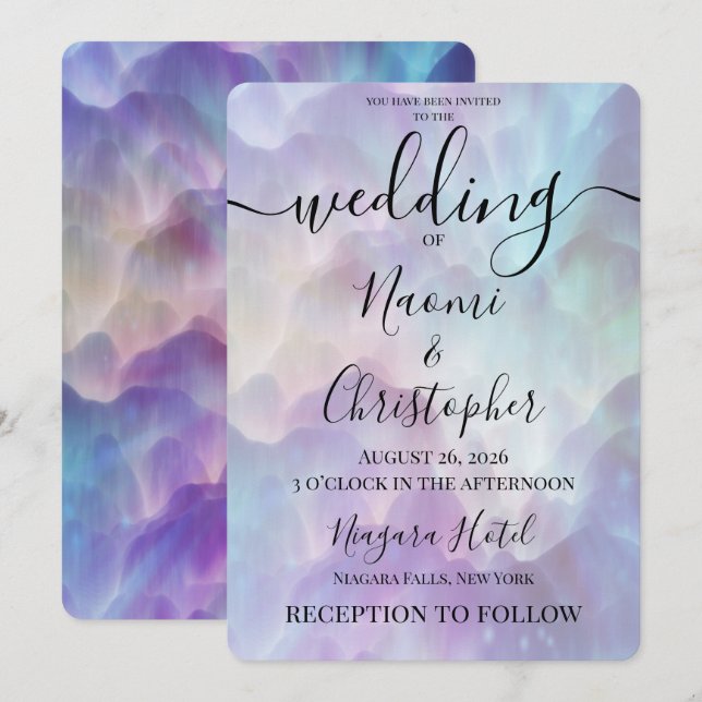 Convite Personalize: Nuvens Roxas Casamento (Frente/Verso)