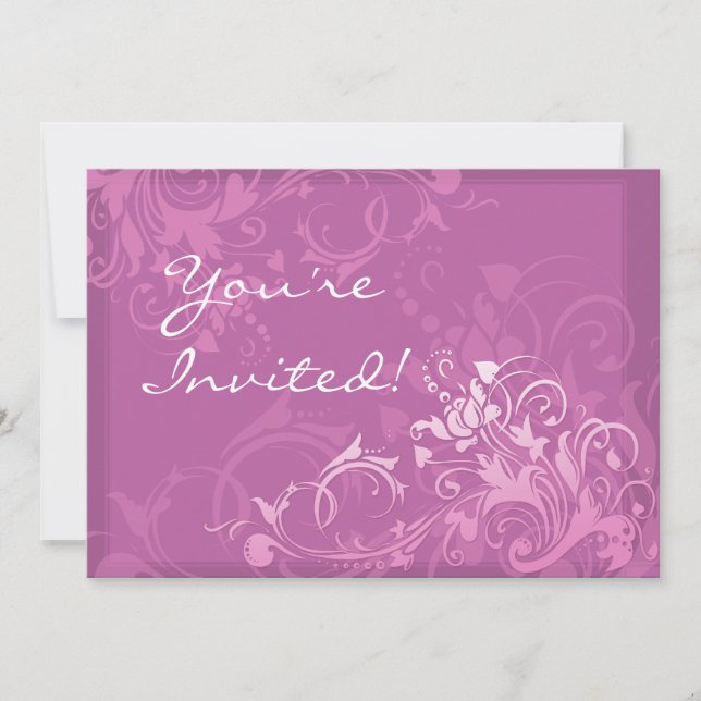Convite personalize-o bonito desenho floral redemoinho ros (Frente)