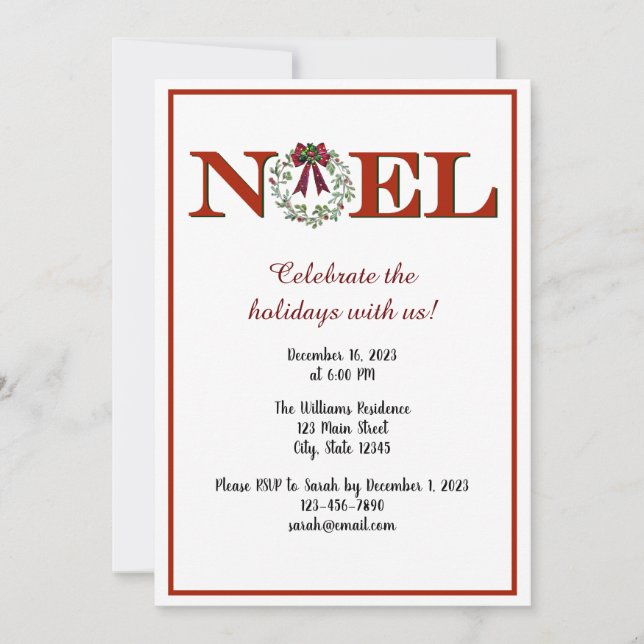 Convite Personalize o Noel com o Wreath (Frente)