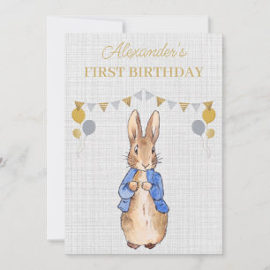 Convite Personalize o primeiro aniversario Peter o Rabbit