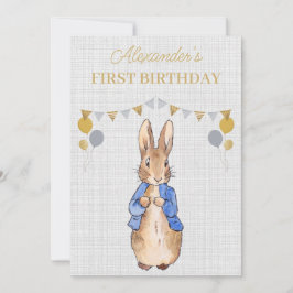 Convite Personalize o primeiro aniversario Peter o Rabbit 