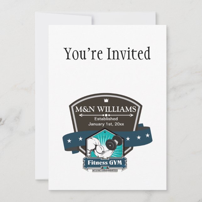 Convite Personalize seu logotipo conhecido do Gym da (Frente)