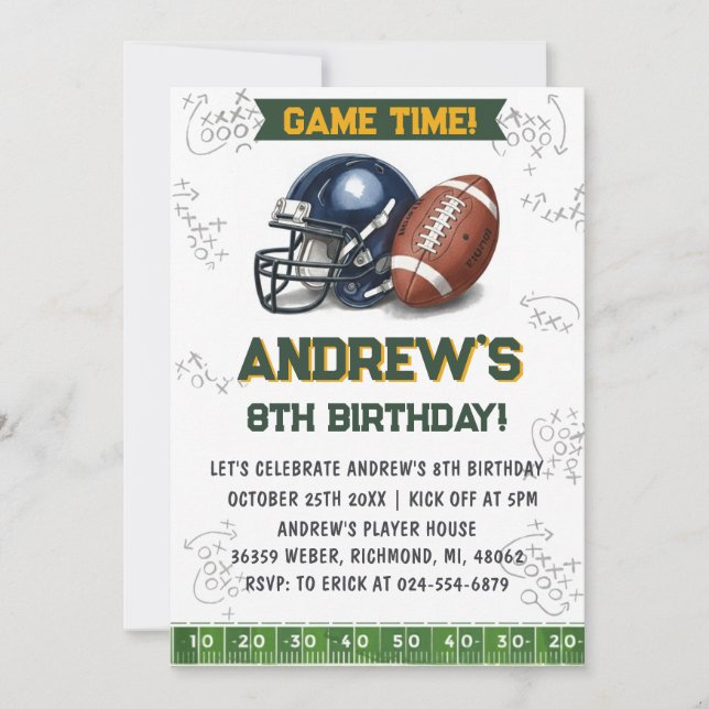 Convite Personalize Sport Football Birthday (Frente)