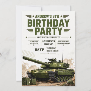 Convite Personalize Tanque Militar de Aniversário