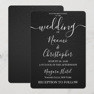 Convite Personalize: Textura de Vinil Preto Simples para C