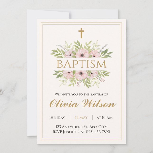 Convite Personalized Adult Baptism Invitation (Frente)