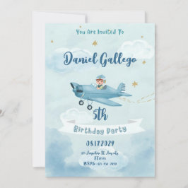 Convite Personalized Airplane Boy Birthday Invitation