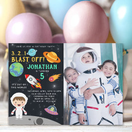 Convite Personalized Astronaut Birthday with Photo Space