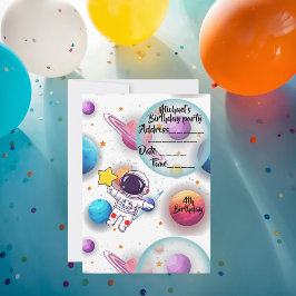 Convite Personalized Astronaut & Planets Party Invitation