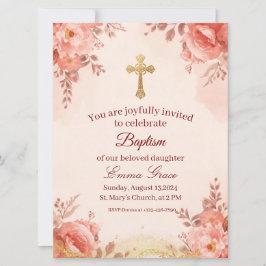 Convite Personalized Baby Girl Baptism Invitation