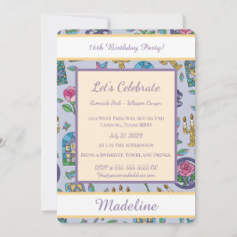 Convite Personalized Beauty and the Beast Book Girl