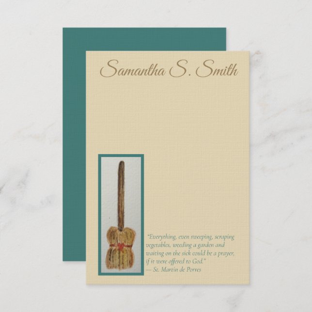 Convite Personalized Broom - St. Martin de Porres Notecard (Frente/Verso)