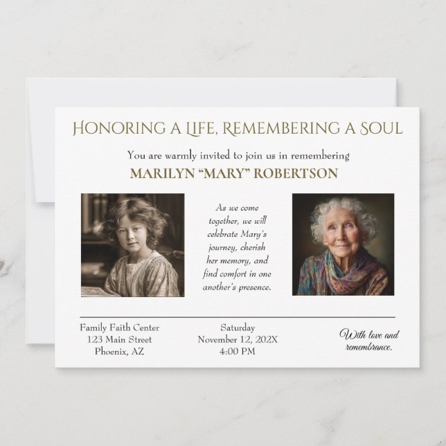 Convite Personalized Celebration of Life Invitation (Frente)