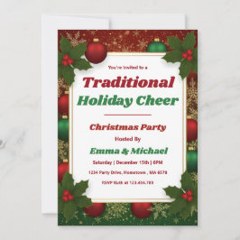 Convite Personalized Classic Red & Green Christmas Party