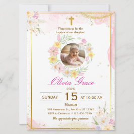 Convite Personalized Cute Baby Girl Baptism