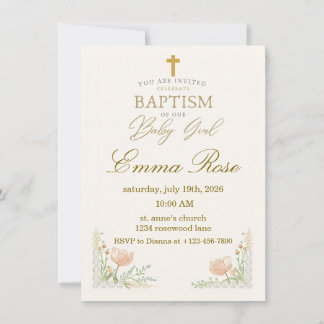 Convite Personalized Cute Baby Girl Baptism