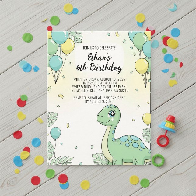 Convite Personalized Dinosaur Birthday Invitation (Criador carregado)