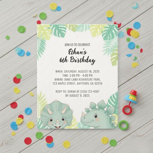 Convite Personalized Dinosaur Birthday Invitation | Dino  (Criador carregado)