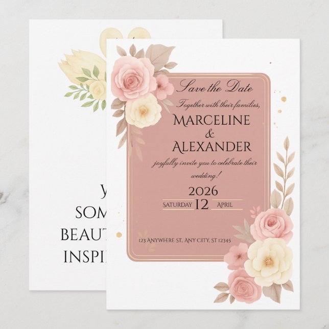 Convite Personalized Dusty Rose Invitation (Frente/Verso)