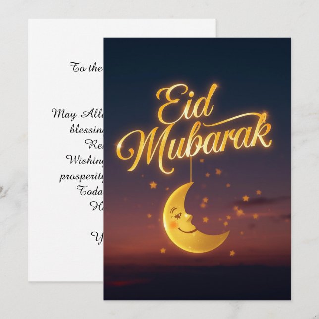 Convite Personalized Eid Mubarak Greeting card (Frente/Verso)