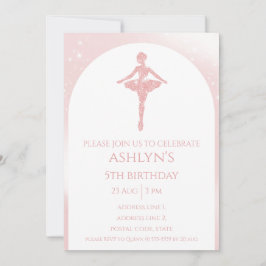 Convite Personalized Elegant Pink Glitter Ballet Birthday