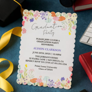 Convite Personalized Elegant Wildflower Graduation Party I