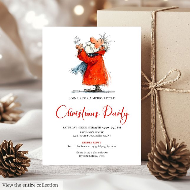 Convite Personalized Funny Santa Festive Holiday Invite (Personalized Funny Santa Festive Holiday Invite)