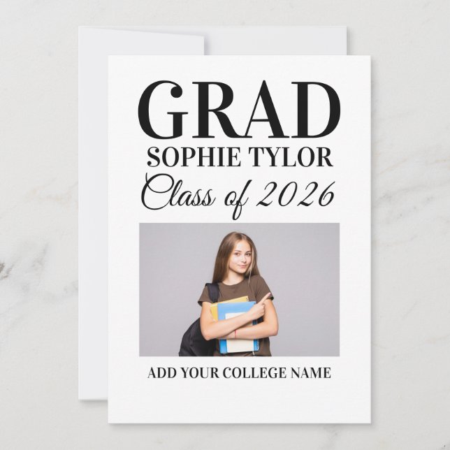Convite Personalized Graduation Party Photo Invitation (Frente)